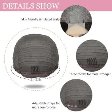 Amarlis Hot Pink Wigs for Women, Long Ombre Pink Wavy Middle Part Soft Synthetic Fiber Wig for Cosplay Daily Party Use 24 Inch