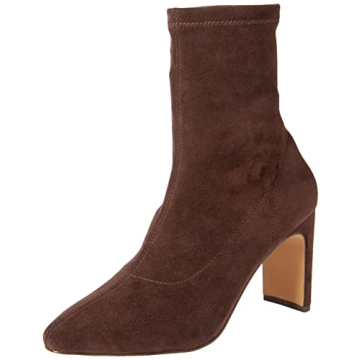 Staples by The Drop Women's Jane High Heel Pull-On Sock Boot in Coffee Bean - Stylish Comfort