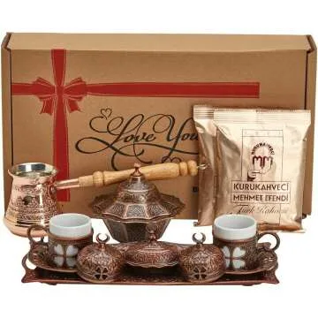 Bosphorus 16-Piece Arabic Coffee Set in Copper