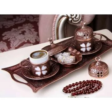 Bosphorus 16-Piece Arabic Coffee Set in Copper