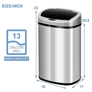 Bigacc Automatic Stainless Steel Kitchen Trash Can