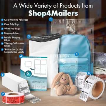 Shop4Mailers 6 x 9 Clear Poly Bags for Business & Home