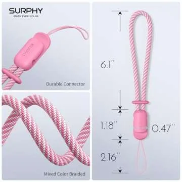 SURPHY 2 Pack Phone Lanyard, Phone Wrist Strap, Anti Theft Phone Strap, Phone Charm with 2-Color Braided, Phone Wrist Lanyard for Women and Men, Rose Pink & Gray
