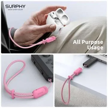 SURPHY 2 Pack Phone Lanyard, Phone Wrist Strap, Anti Theft Phone Strap, Phone Charm with 2-Color Braided, Phone Wrist Lanyard for Women and Men, Rose Pink & Gray