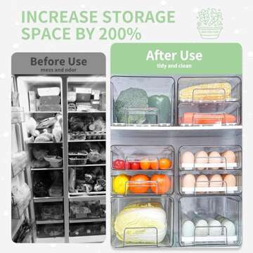 elabo 32 Egg Holder for Fridge, Multifunctional Stackable Refrigerator Egg Storage Drawer Organizer ...