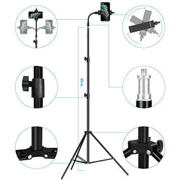 Tripod for Phone, Flexible Phone Tripod Stand Phone Stand for Recording with Phone Holder 27" to 80"...