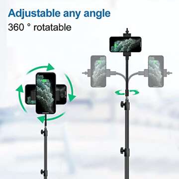 Tripod for Phone, Flexible Phone Tripod Stand Phone Stand for Recording with Phone Holder 27" to 80" for Recording Video/Streaming/Vlogging/Live Broadcasting, Fit for 2.2" to 4.25" Wide Smartphones