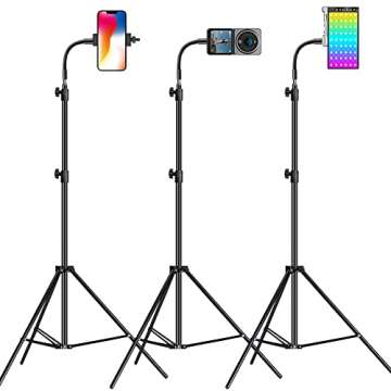Tripod for Phone, Flexible Phone Tripod Stand Phone Stand for Recording with Phone Holder 27" to 80" for Recording Video/Streaming/Vlogging/Live Broadcasting, Fit for 2.2" to 4.25" Wide Smartphones