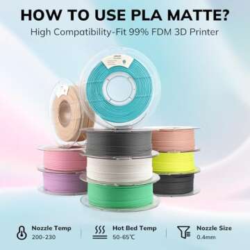 AMOLEN PLA Matte 3D Printer Filament,Sand Beige PLA Filament 1.75mm with Smooth Matte Finish,3D Printing Filament for Most FDM 3D Printers,Dimensional Accuracy +/- 0.02mm,1kg Spool (2.2lbs)