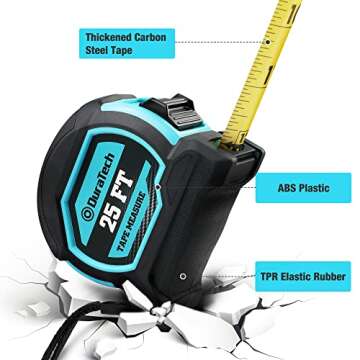 DURATECH Magnetic Tape Measure: Durable & Precise 25FT