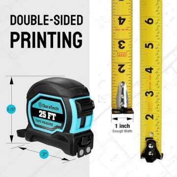 DURATECH Magnetic Tape Measure: Durable & Precise 25FT