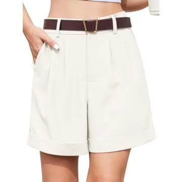 QUEZHU Women's High Waisted Corduroy Shorts for Work & Play
