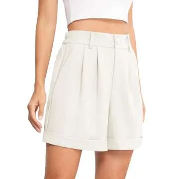 QUEZHU Women's High Waisted Corduroy Shorts