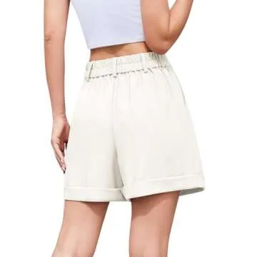 QUEZHU Women's High Waisted Corduroy Shorts