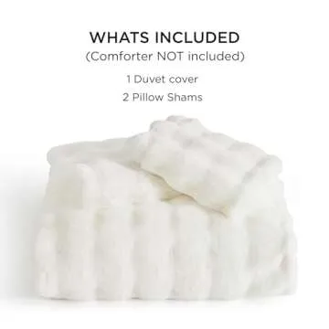 Bedsure Luxurious Faux Fur Duvet Cover Queen Size Set - Ultra Soft & Fluffy & Cozy & Warm - Elegant Shaggy Bubble Design Bedding with Duvet Cover and Pillow Shams, Coconut White