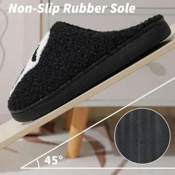 EGAEATU Halloween Slippers for Women,Soft Plush Comfy Halloween Ghost Slippers Slip-on Cozy Indoor Outdoor Slippers Fluffy house slippers for Women Men-Black