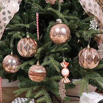 MOWARM Extra Large Christmas Ball Ornament 4 Inch, Oversized Mercury Ball Decorative Hanging Decoration for Xmas Party Set of 4, Rose Gold
