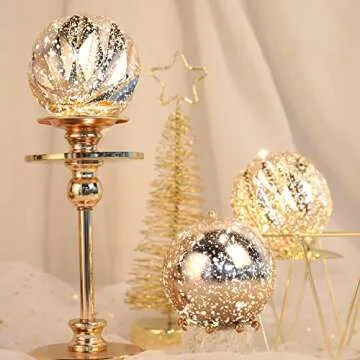 MOWARM Extra Large Christmas Ball Ornament 4 Inch, Oversized Mercury Ball Decorative Hanging Decoration for Xmas Party Set of 4, Rose Gold