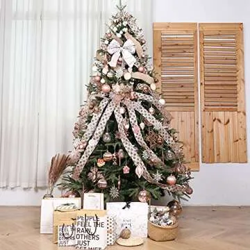 MOWARM Extra Large Christmas Ball Ornament 4 Inch, Oversized Mercury Ball Decorative Hanging Decoration for Xmas Party Set of 4, Rose Gold