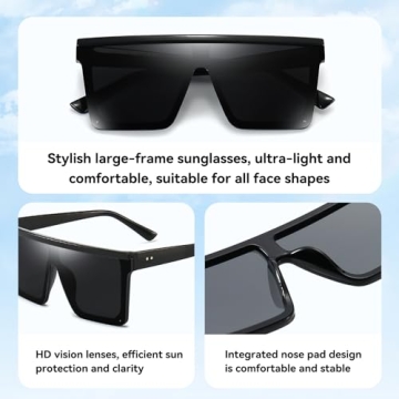 Dollger Square Oversized Sunglasses for Men Women Fashion