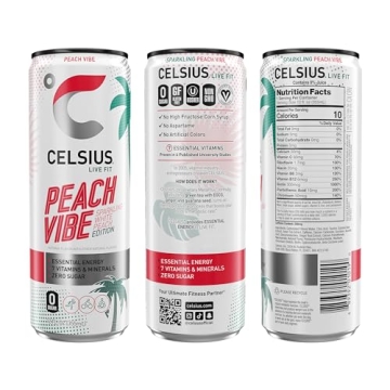 CELSIUS Sparkling Peach Vibe Energy Drink Pack of 12