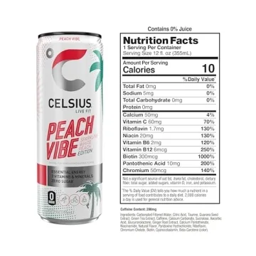CELSIUS Sparkling Peach Vibe Energy Drink Pack of 12