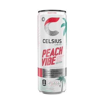 CELSIUS Sparkling Peach Vibe Energy Drink Pack of 12