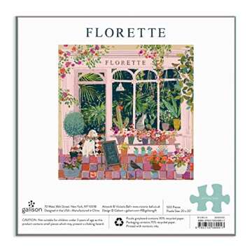 Galison Florette Puzzle, 500 Pieces, 20” x 20” – Floral Jigsaw Puzzle with a Beautiful Illustration by Victoria Ball – Thick Sturdy Pieces, Challenging Family Activity, Makes a Great Gift