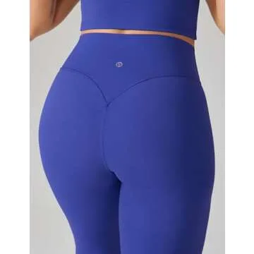UNISSU Hugcurve No Front Seam Full Length High Waisted Workout Leggings for Women Buttery Yoga Pants Athletic Tights - 28'' Royal Blues X-Large