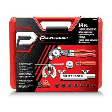 Powerbuilt 14 Piece Master Tubing Service Kit, Cutting, Bending, Flaring Metal Tubes, HVAC, Car Repair, Plumbing, Electrical Tool Set - 948006