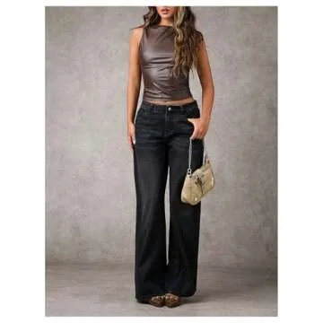 Milumia Women's Faux Leather Tank Top Shirt Ruched Fitted Going Out Tops Brown