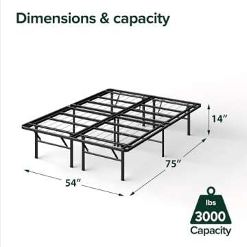 ZINUS SmartBase Heavy Duty Mattress Foundation, 14 Inch Metal Platform Bed Frame, No Box Spring Need...