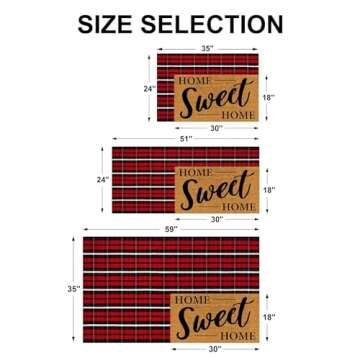 LEEVAN Buffalo Plaid Front Door Mat 24"x 51" Cotton Checkered Porch Rug Outdoor Washable Woven Welco...