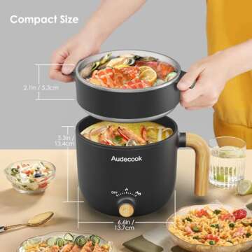 Audecook Portable Electric Cooker for Quick Meals and Travel