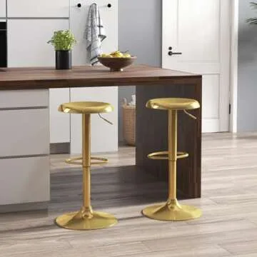 Brage Living Adjustable Bar Stools Set of 2, Swivel Round Metal Airlift Barstools, Backless Counter ...