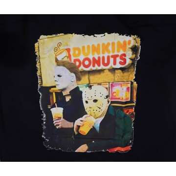 Halloween Movie Inspired T-Shirt Michael Myers Drinking Coffee Funny Humorous Tee for Him (Large Bla...