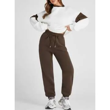Herseas Womens Two Piece Brown Airport Outfits Casual Plush Sweatsuits Color Block Tracksuit Fall Lounge Set Oversized Jogging Suits Small