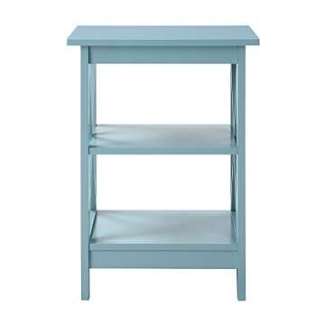 Convenience Concepts Oxford End Table with Shelves, Sea Foam Blue
