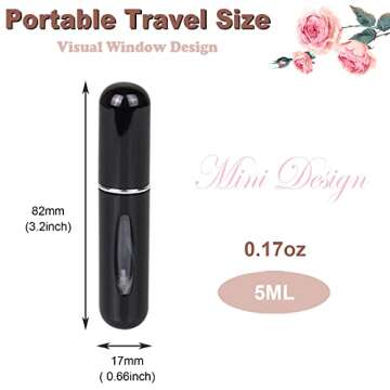 LAIKME Travel Mini Perfume Refillable Atomizer - Portable Perfume Cologne Spray Container Bottle - Travel Perfume Scent Pump Case Fragrance Empty Spray Bottle for Traveling and Outgoing 5ml (Black)