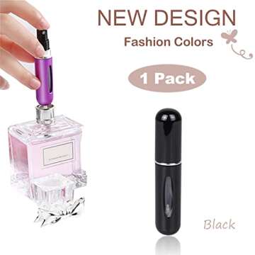 LAIKME Travel Mini Perfume Refillable Atomizer - Portable Perfume Cologne Spray Container Bottle - Travel Perfume Scent Pump Case Fragrance Empty Spray Bottle for Traveling and Outgoing 5ml (Black)