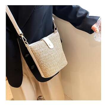JOLILUNA Straw Crossbody Bags for Women Rattan Purse Woven Purse Small Straw Purses 2024 Beach Purse Vacation (white)