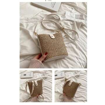 JOLILUNA Straw Crossbody Bags for Women Rattan Purse Woven Purse Small Straw Purses 2024 Beach Purse Vacation (white)