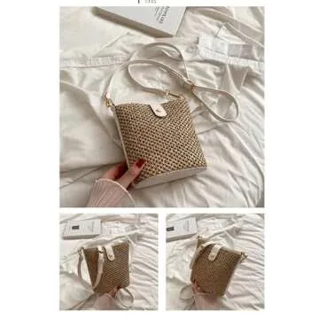 JOLILUNA Straw Crossbody Bags for Women Rattan Purse Woven Purse Small Straw Purses 2024 Beach Purse Vacation (white)