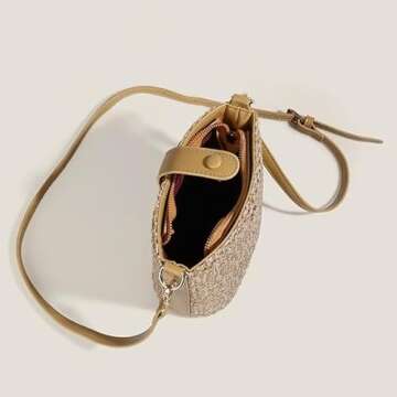 JOLILUNA Straw Crossbody Bags for Women Rattan Purse Woven Purse Small Straw Purses 2024 Beach Purse Vacation (white)