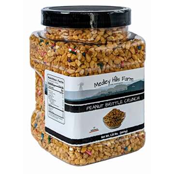 Peanut Brittle Crunch Coat Ice Cream Toppings by Medley hills farm in Reusable Container 1.25 Lbs.
