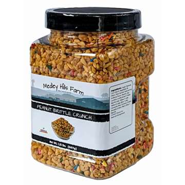 Peanut Brittle Crunch Coat Ice Cream Toppings by Medley hills farm in Reusable Container 1.25 Lbs.