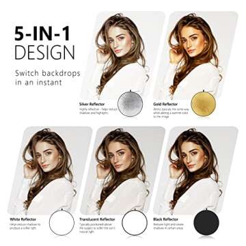 NEEWER 32 Inch/80 Centimeter Light Reflector Light Diffuser 5 in 1 Collapsible Multi Disc with Bag -...