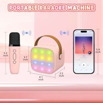 UMEIJA Karaoke Machine for Kids Age 4-12 Kids Microphone with 2 Wireless Mics Portable Bluetooth Karaoke Speaker with LED Lights for Kids&Adults Toys for 5 6 7 8 9 10 11 Years Teens Girl Boys