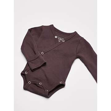 L'ovedbaby Unisex Baby 100% Organic Kimono Bodysuit (Eggplant, Preemie-NB)