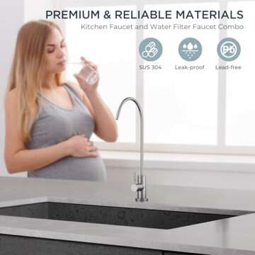 FORIOUS Water Filter Faucet - Kitchen & Bar, Lead-Free Stainless Steel